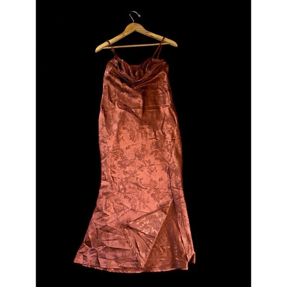 Vintage Satin Slip Prom Dress Womens Medium Cowl Neck Maxi Whimsigoth - Picture 10 of 16